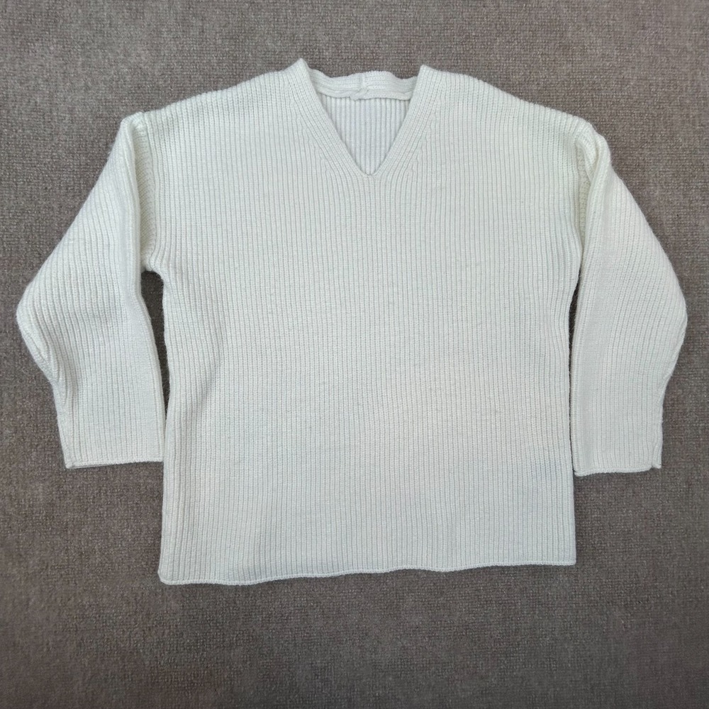 Dazy Sweater Mens Small White Chunky Knit V-Neck Long Sleeve Pullover‎ Warmwear